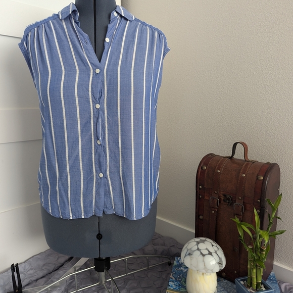 Blue Striped Women's Top - Picture 1 of 4